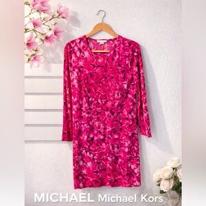 Michael Kors pink floral pattern dress size petite medium
